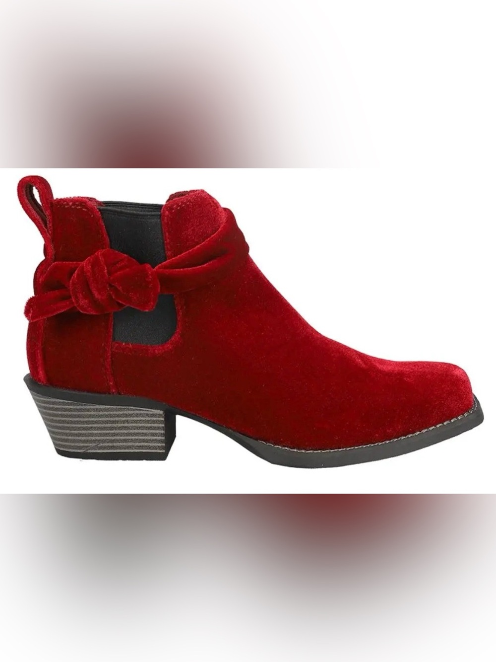 Justin  Chellie Velvet Red Square Toe Pull On Booties size 6 BNWT